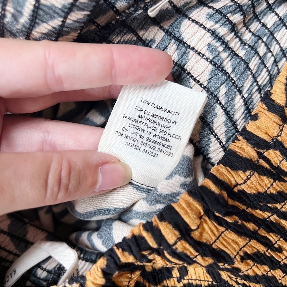 Kachel x Anthropologie • Tiger-Striped Jumpsuit wide leg palazzo smocked - Picture 8 of 11